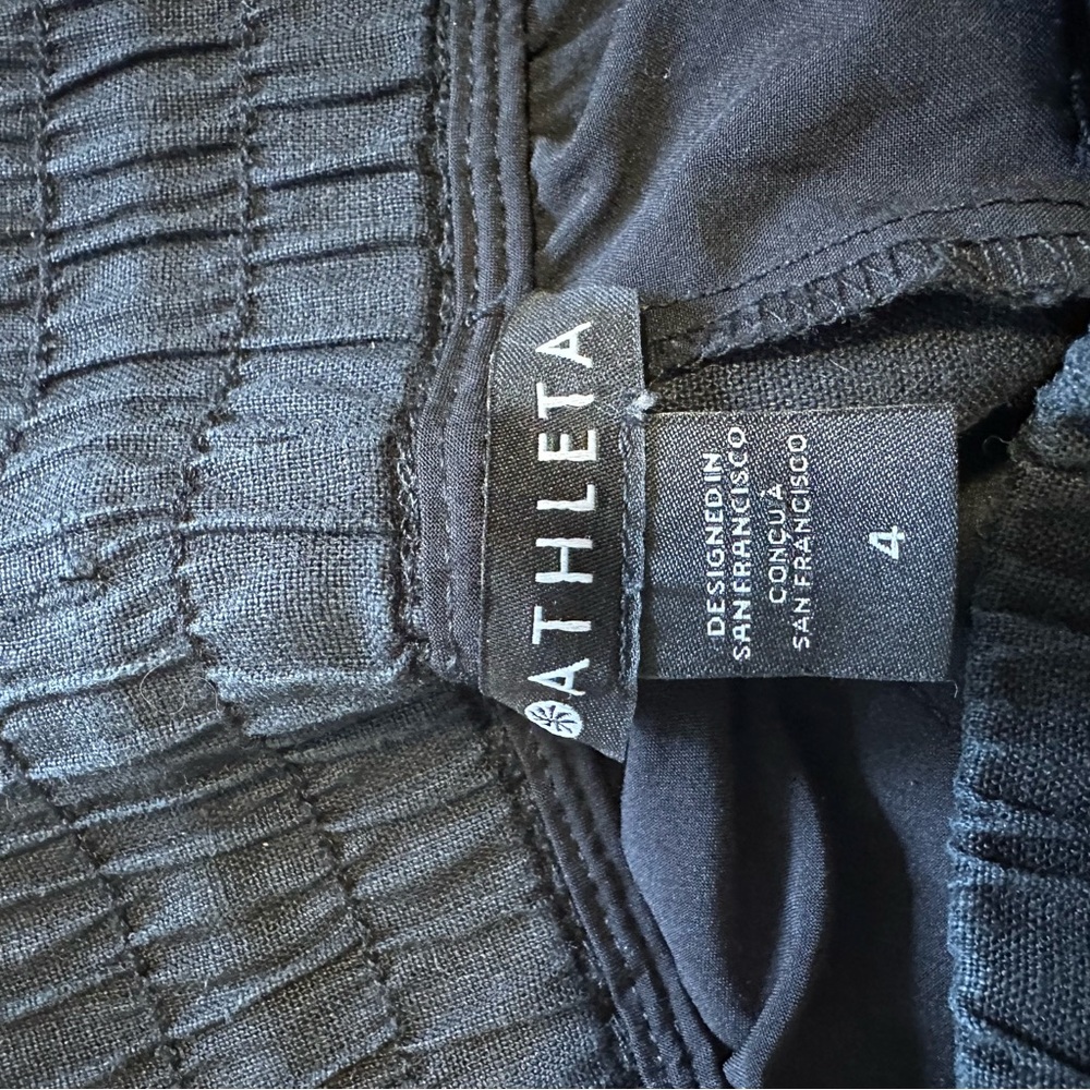 Athleta Cabo Linen Wide Leg Pants Black Womens 4 Minimalist - Picture 5 of 9